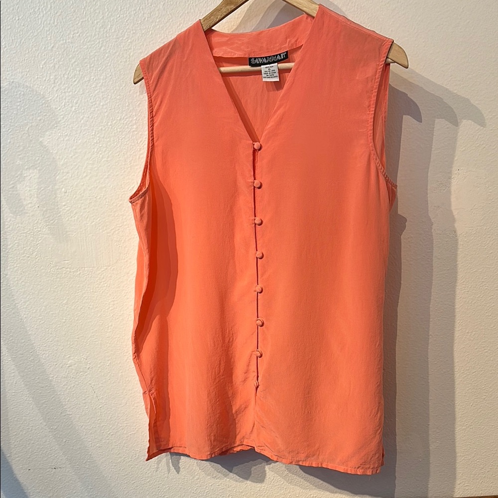 100% silk Savannah Pink Buttoned Notched Collar Blouse